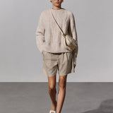 Carrie Linen-Blend Short - Oatmeal