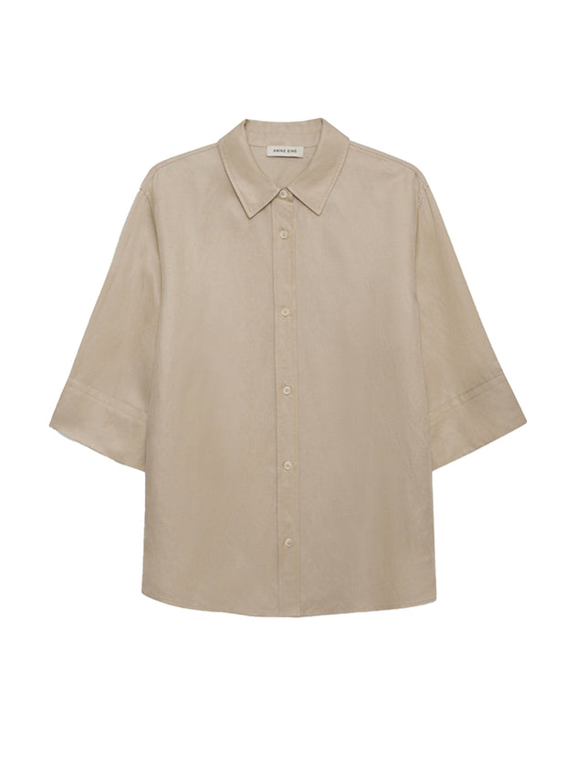 Mary Linen-Blend Shirt - Oatmeal