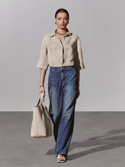 Mary Linen-Blend Shirt - Oatmeal