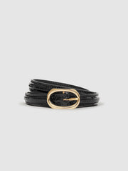 Mini Mara Leather Belt - Black Embossed