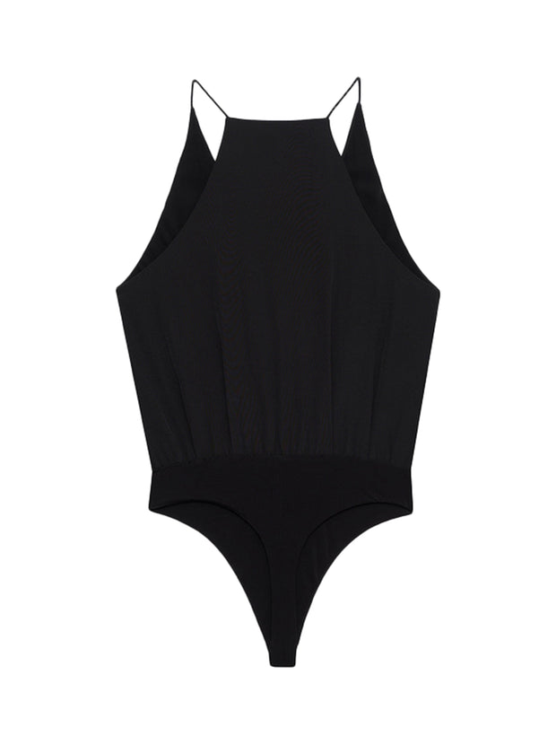 Shiloh Silk Crepe Bodysuit - Black