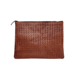 A4 Woven Leather Pochette - Tan