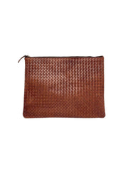 A4 Woven Leather Pochette - Tan