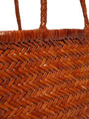 Bamboo Small Triple Jump Woven Leather Tote - Tan