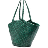 Egola Woven Leather Tote - Forest Green