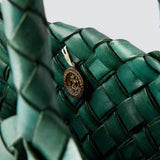 Egola Woven Leather Tote - Forest Green