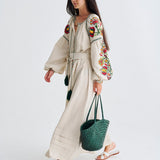 Egola Woven Leather Tote - Forest Green