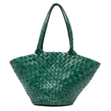 Egola Woven Leather Tote - Forest Green