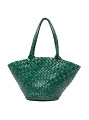 Egola Woven Leather Tote - Forest Green