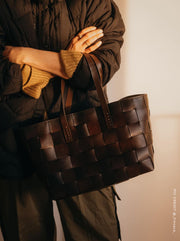 Japan Woven Leather Tote - Dark Brown