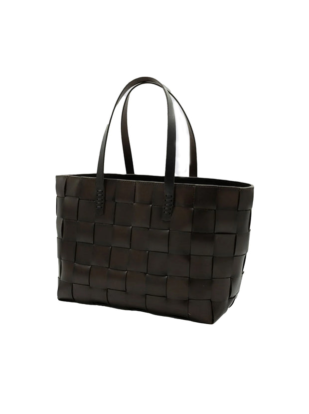 Japan Woven Leather Tote - Dark Brown