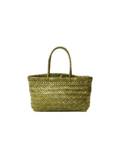 Mini Flat Gora Leather Handbag - Bamboo Green