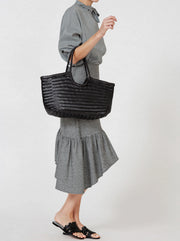 Nantucket Large Woven Leather Tote - Black