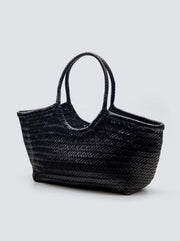 Nantucket Large Woven Leather Tote - Black