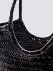 Nantucket Large Woven Leather Tote - Black