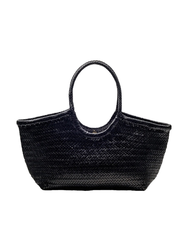 Nantucket Large Woven Leather Tote - Black