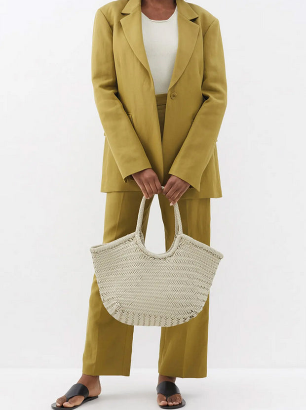 Nantucket Large Woven Leather Tote - Pearl