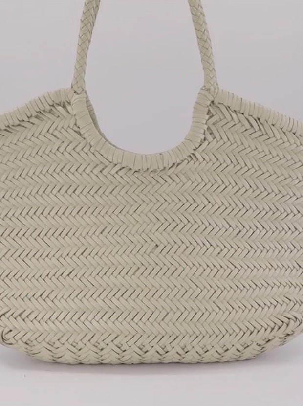 Nantucket Large Woven Leather Tote - Pearl