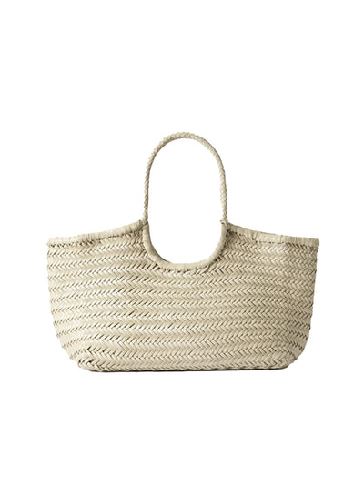 Nantucket Large Woven Leather Tote - Pearl