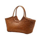 Nantucket Large Woven Leather Tote - Tan