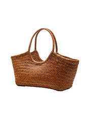 Nantucket Large Woven Leather Tote - Tan