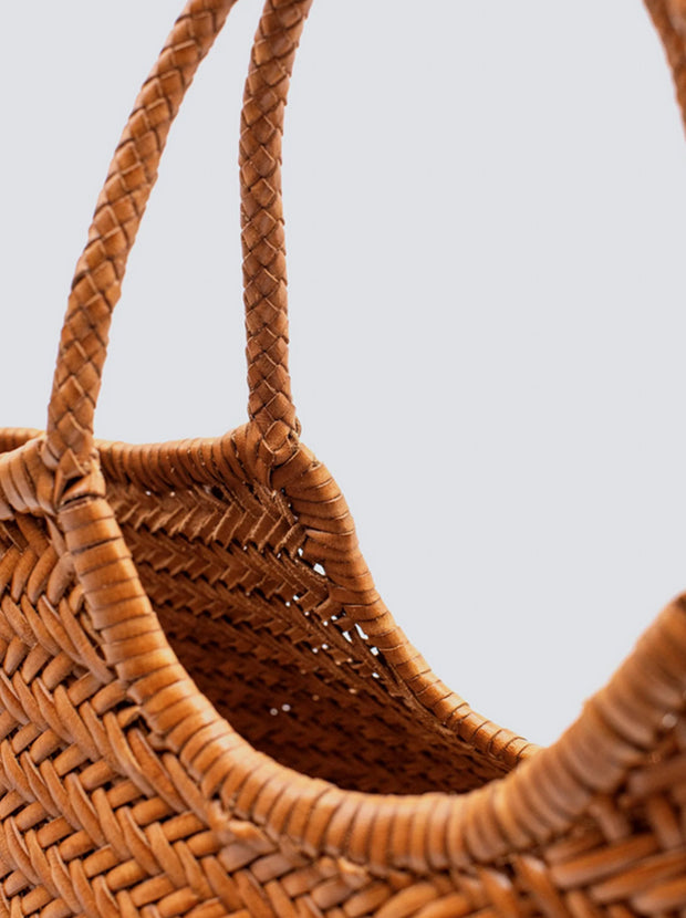 Nantucket Large Woven Leather Tote - Tan