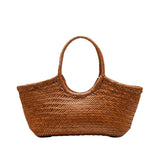 Nantucket Large Woven Leather Tote - Tan