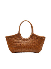 Nantucket Large Woven Leather Tote - Tan