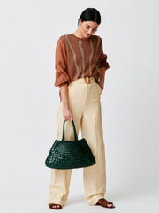 Santa Croce Large Woven Leather Tote - Forest