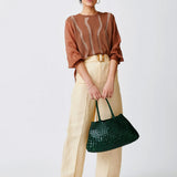 Santa Croce Large Woven Leather Tote - Forest Green