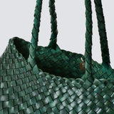 Santa Croce Large Woven Leather Tote - Forest Green