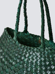 Santa Croce Large Woven Leather Tote - Forest