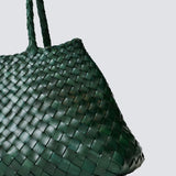 Santa Croce Large Woven Leather Tote - Forest Green