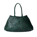Santa Croce Large Woven Leather Tote - Forest Green