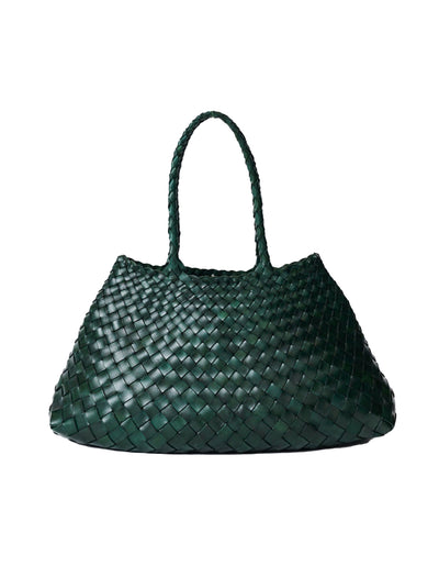 Santa Croce Large Woven Leather Tote - Forest