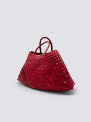 Santa Croce Small Leather Woven Tote - Red