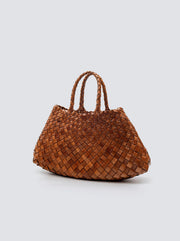 Santa Croce Small Leather Woven Tote - Tan