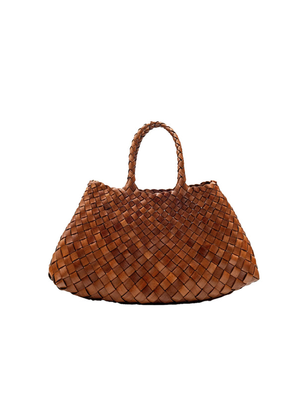 Santa Croce Small Leather Woven Tote - Tan