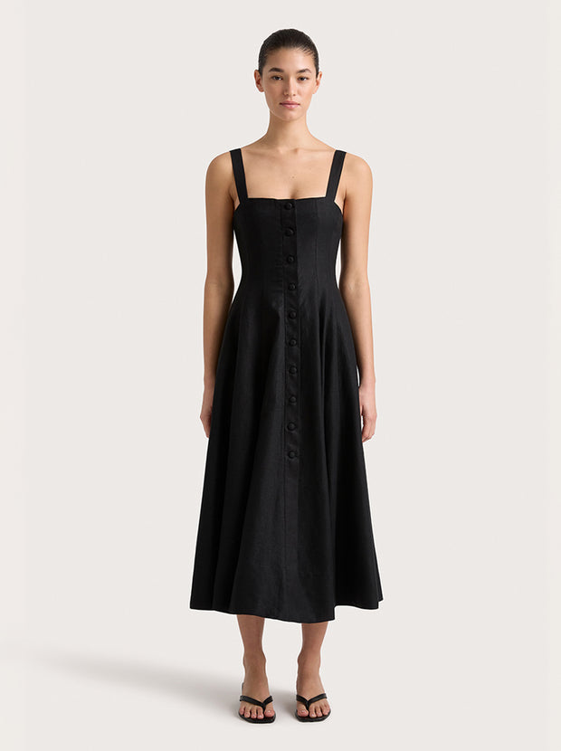 Corbiere Linen Dress - Black