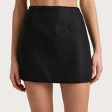 Jane Linen Mini Skirt - Black