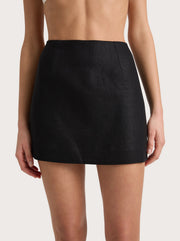 Jane Linen Mini Skirt - Black