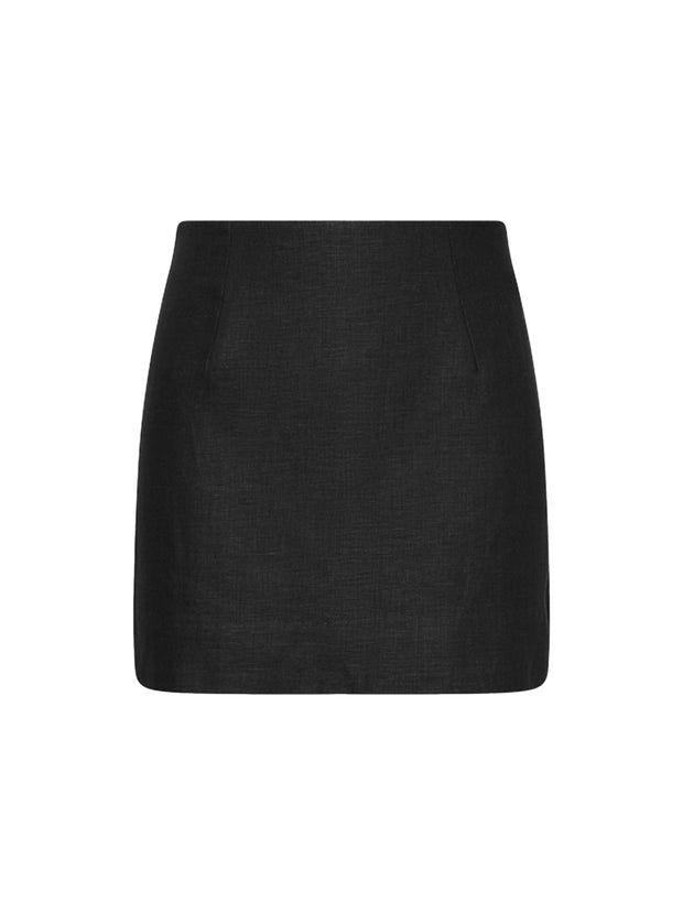 Jane Linen Mini Skirt - Black