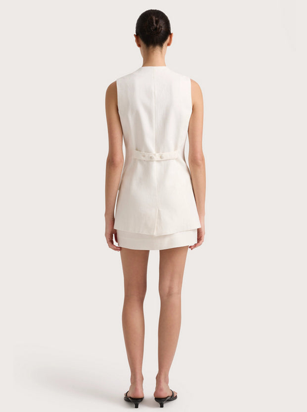 Jane Linen Vest - White