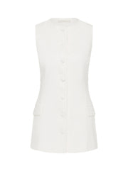 Jane Linen Vest - White