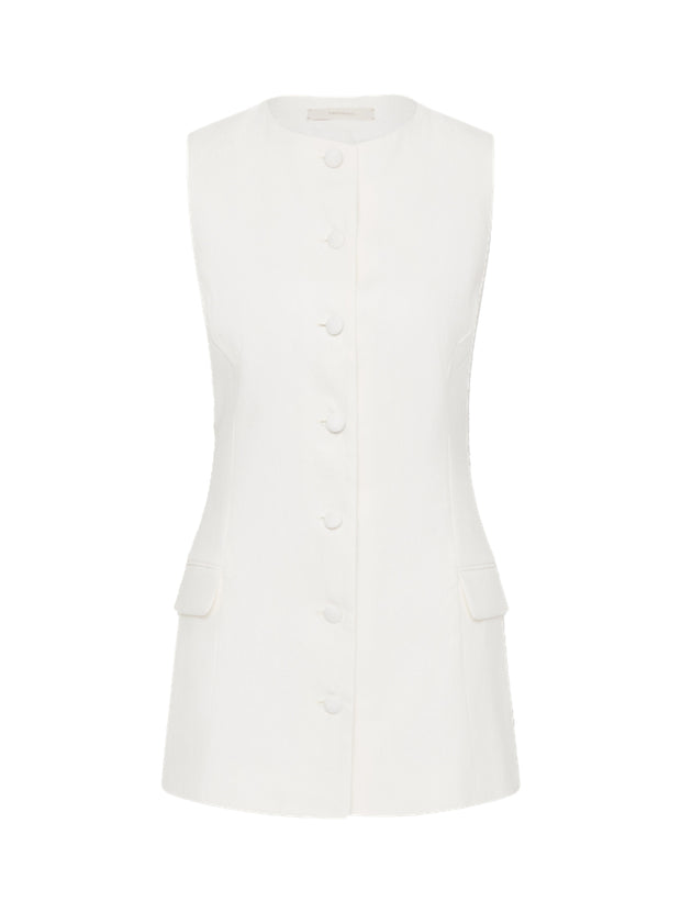 Jane Linen Vest - White