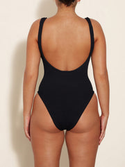 Domino Tortoiseshell Embellished Crinkle Swimsuit - Black