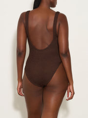 Domino Tonal Hoops Crinkle Swimsuit - Metallic Chocolate