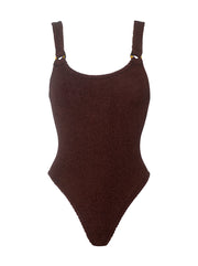 Domino Tonal Hoops Crinkle Swimsuit - Metallic Chocolate