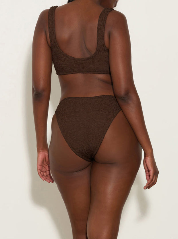 Hallie Crinkle Bikini - Metallic Chocolate