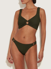 Hallie Crinkle Bikini - Metallic Khaki